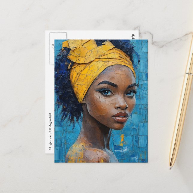 Cartão Postal Woman Wearing Yellow (Frente/Verso In Situ)