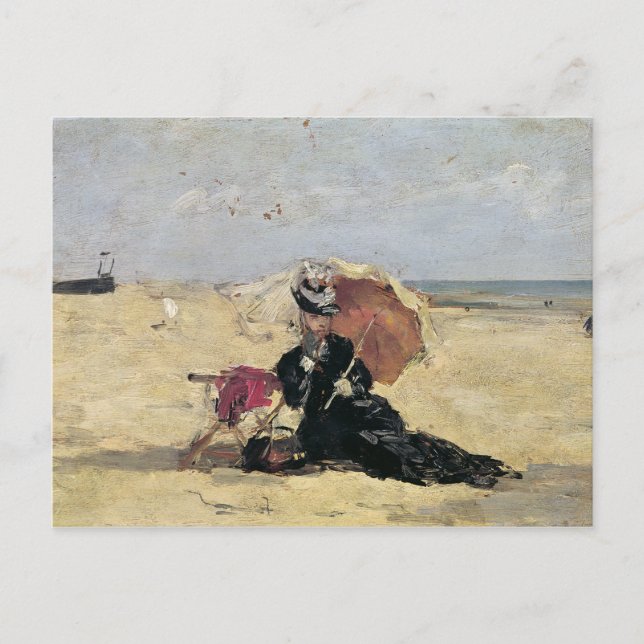 Cartão Postal Woman with a Parasol on the Beach, 1880 (Frente)