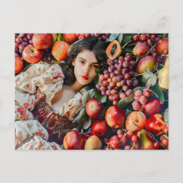 Cartão Postal Woman with apples and grapes