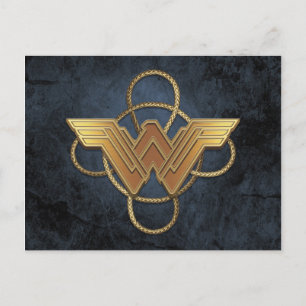 Cartão Postal Wonder Woman Gold Symbol Over Lasso
