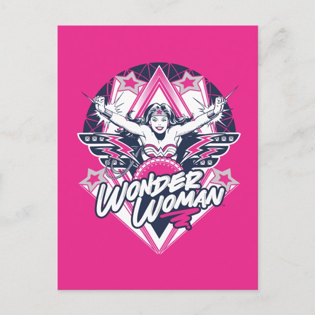 Cartão Postal Wonder Woman Retro Glam Rock Graphic (Frente)