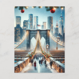 Cartão Postal Wonderland de inverno. Ponte Brooklyn - Nova York