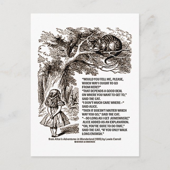 Cartão Postal "Wonderland - Para que lado eu deveria ir" Citação (Frente)