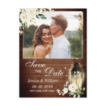 Wood White Rose Rustic PHOTO Weding Date (Salva a 