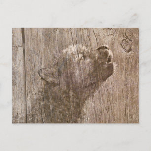 Cartão Postal Wood Wolf Pup Art