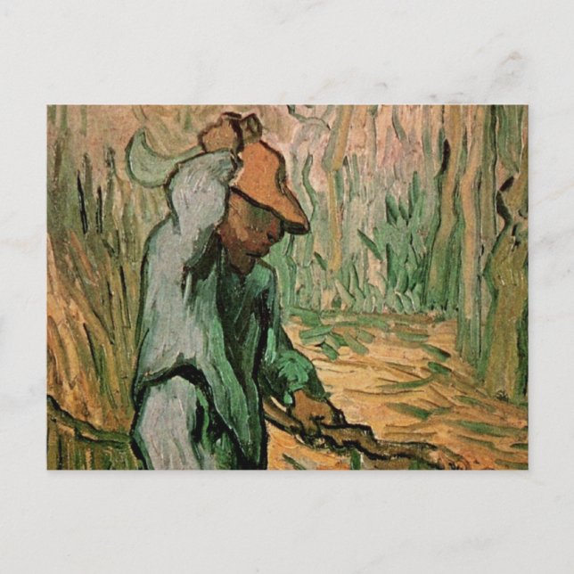 Cartão Postal Woodcutter (após Millet), por Vincent van Gogh (Frente)