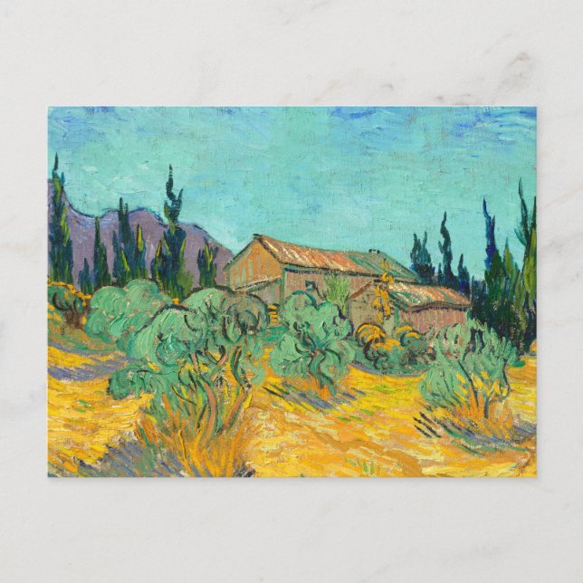 Cartão Postal Wooden Cabins among the Olive Trees and Cypresses (Frente)