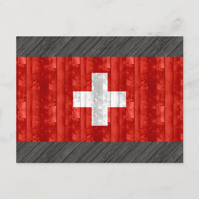 Cartão Postal Wooden Swiss Flag (Frente)