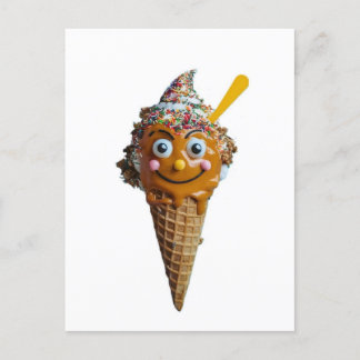 Cartão Postal Wooden wall painting with ice cream design.
