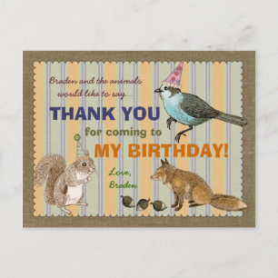 Cartão Postal Woodland Animal Obrigado Cartão-Postal