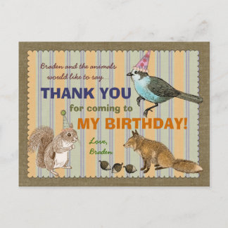 Cartão Postal Woodland Animal Obrigado Cartão-Postal
