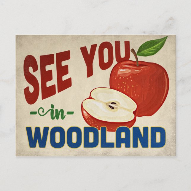 Cartão Postal Woodland California Apple - Viagens vintage (Frente)