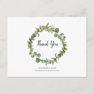 Cartão Postal Woodland Eucalyptus Greenery Casamento Obrigado