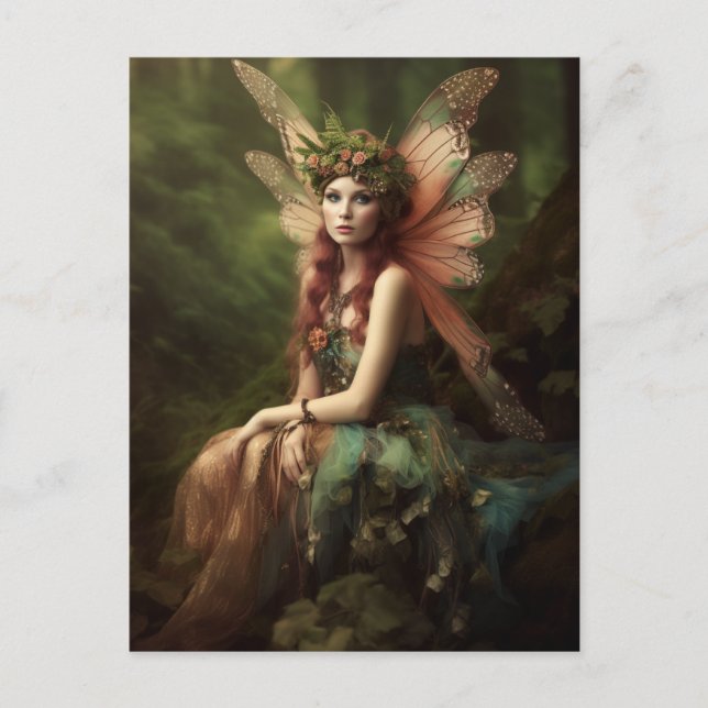 Cartão Postal Woodland Fairy Fantasy Art (Frente)