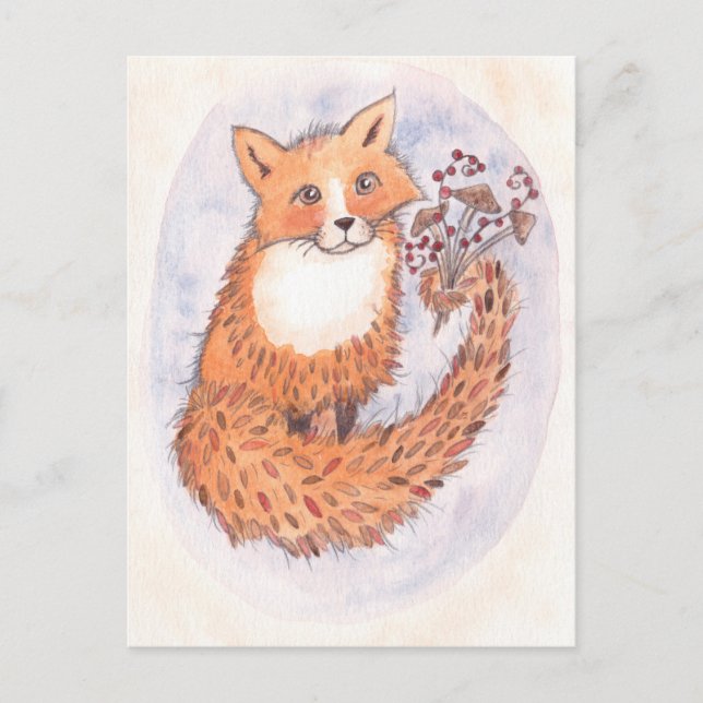 Cartão postal Woodland Fox (Frente)