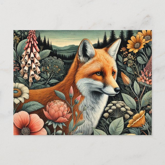 Cartão postal Woodland Fox | Floresta Cura — Arte  (Frente)
