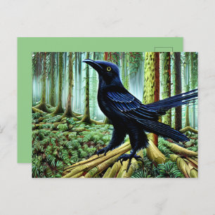 Cartão Postal Woodland Rustic Black Raven