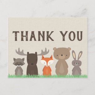 Cartão Postal Woodland Teve Chá de fraldas Obrigado Cartões-post