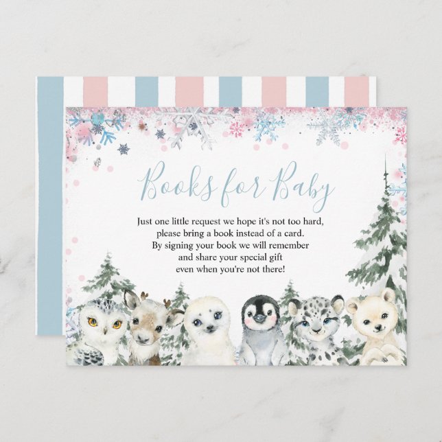 Cartão Postal Woodland Winter Animal Artics Books para Bebê (Frente/Verso)