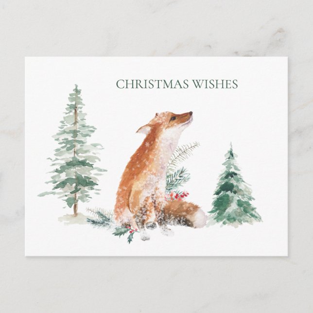 Cartão postal Woodland Winter Fox Pine (Frente)