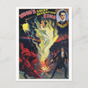 Cartão Postal Wood's ~ Sensation Edna  Vintage Magic Act