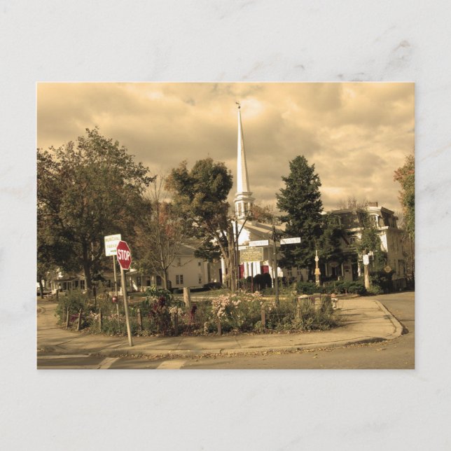 Cartão Postal Woodstock de Quadrado da Cidade,NY (Frente)