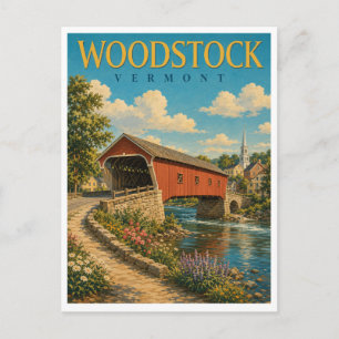 Cartão Postal Woodstock Vermont Middle Bridge GeoSaga