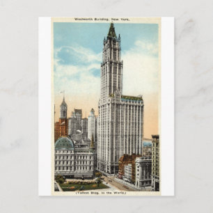 Cartão Postal Woolworth Building New York Repro Vintage 1921