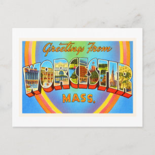 Cartão Postal Worcester Massachusetts MA Lembrança de Viagem Vin