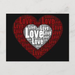 Cartão Postal Word Art: Amor em Coração Duplo