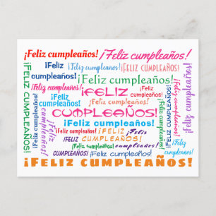 Cartão Postal Word Cloud Feliz Cumpleaños Espanha Feliz Aniversá