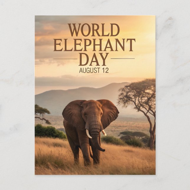 Cartão Postal World Elephant Day African Savanna Art (Frente)