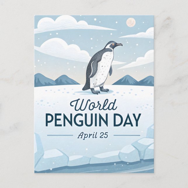 Cartão Postal World Penguin Day Winter Nature Illustration (Frente)