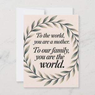 Cartão Postal World to Our Family Dia de as mães Leaf Wreath Cot