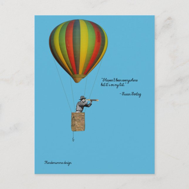 Cartão Postal World traveler card with hot air balloon (Frente)