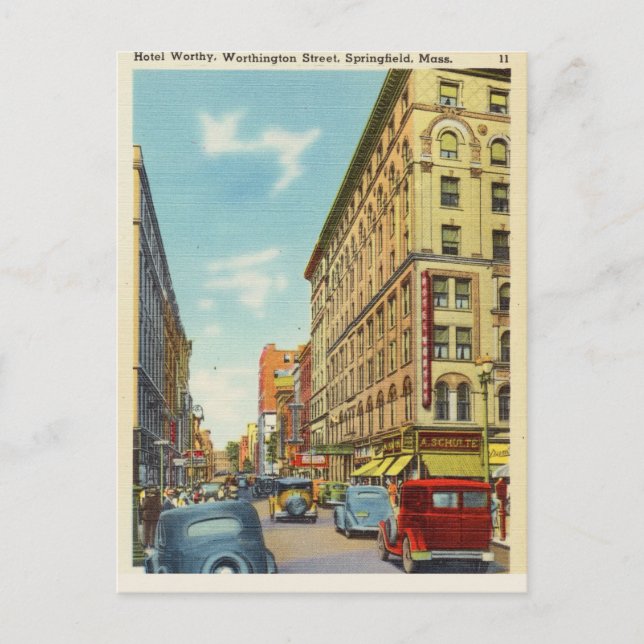 Cartão Postal Worthington Street, Springfield, Massachusetts (Frente)