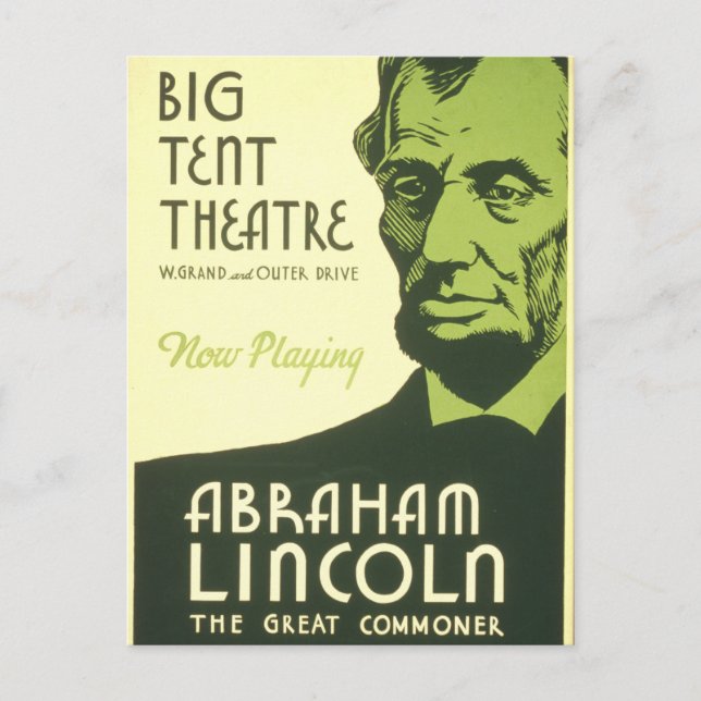 Cartão Postal WPA Poster Abraham Lincoln Illinois 1936 (Frente)