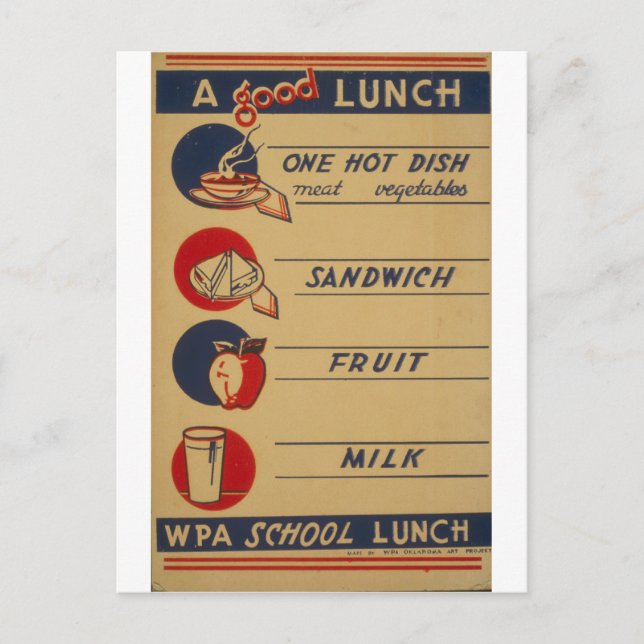 Cartão Postal WPA - Um bom almoço (Frente)
