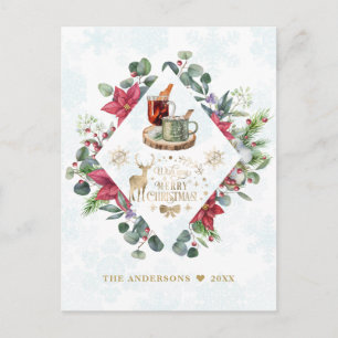 Cartão Postal Wreath Wreath Winter Script Deseje A Você Um Feli