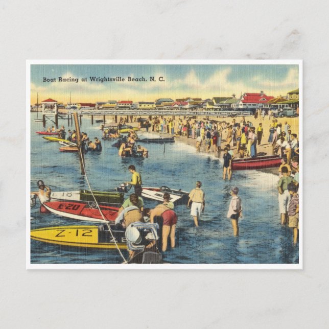Cartão Postal Wright tsville Beach North Carolina Boat Racing (Frente)