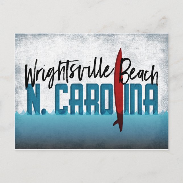 Cartão Postal Wright tsville Beach Postcard N. Carolina Surfboar (Frente)