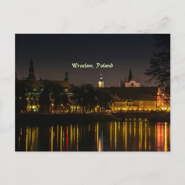 Cartão Postal Wroclaw, fotografia de capa de Polônia, crepúsculo (Frente)