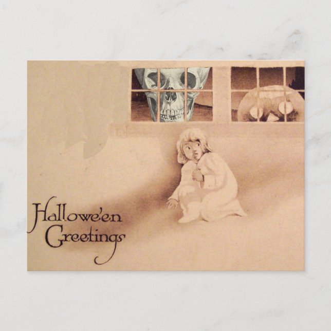 Cartão Postal Wrong Shoulder... Skull Jack O Lantern Monster (Frente)