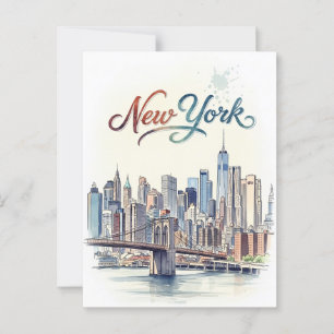 Cartão Postal wtare color new york