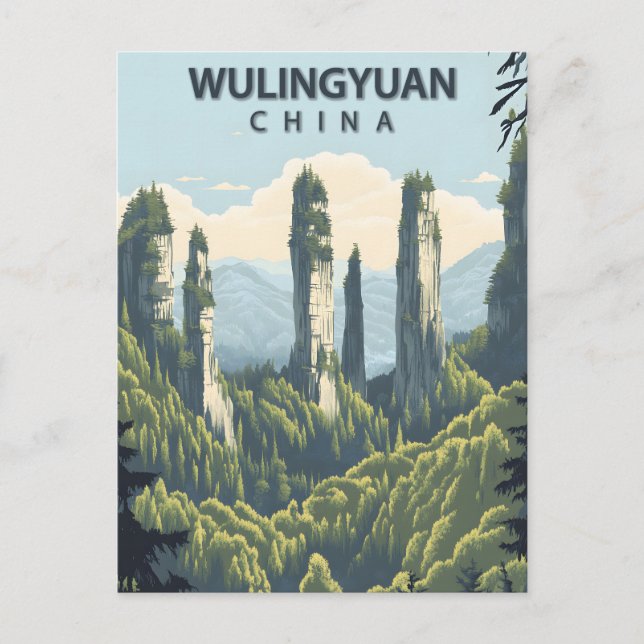 Cartão Postal Wulingyuan China Viagem Vintage (Frente)