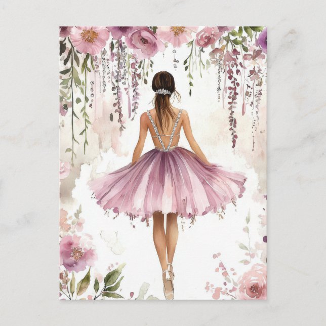 Cartão Postal Wunderschöne Aquarell Ballerina im Tutu  (Frente)