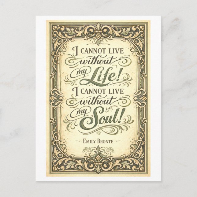 Cartão Postal Wuthering Heights Bronte Quote (Frente)