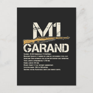 Cartão Postal WW2 M1 Garand Weapon Specs