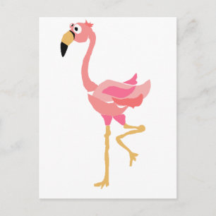 Cartão Postal WW- Engraçado Cartoon de Arte Primitiva Flamingo