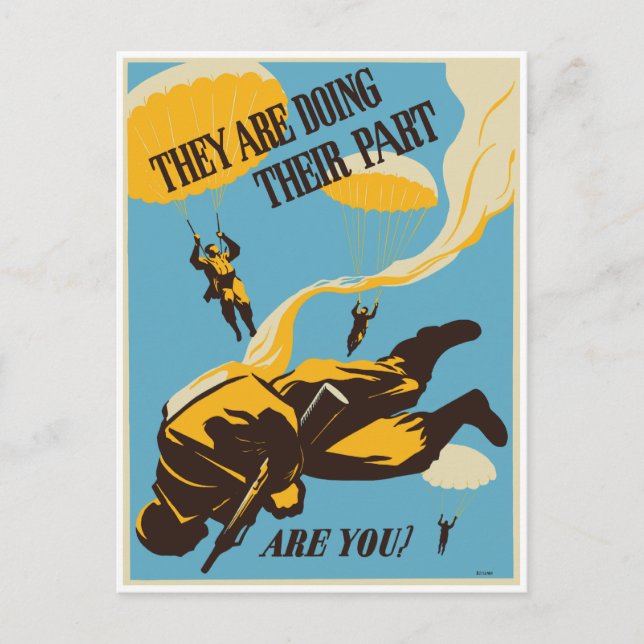 Cartão Postal WWII Vintage Paratrooper (Frente)